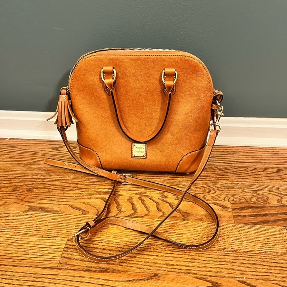 Dooney & Bourke Handbags - Dooney & Bourke Pebble Grain Zip Zip Satchel in caramel with crossbody